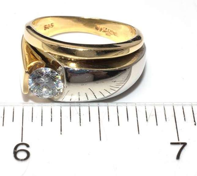 Interesting CZ Ring in 14KT 2-Tone Gold