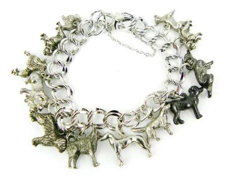 Wonderful Vintage Sterling Silver Dog Charm Bracelet