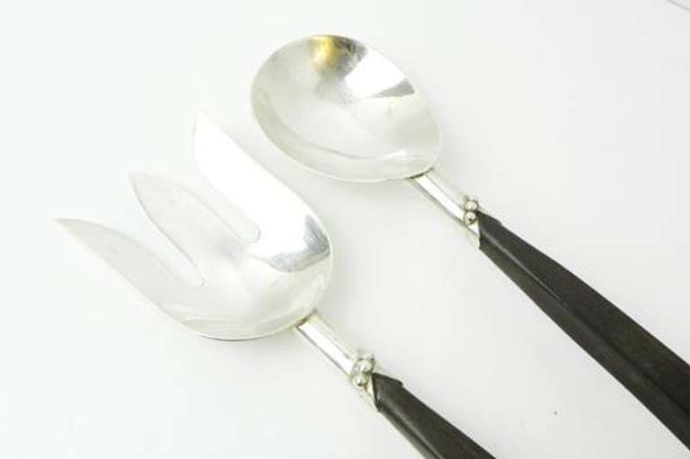 Juvento Lopez Reyes Sterling/Wood Salad Servers