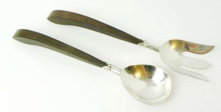 Juvento Lopez Reyes Sterling/Wood Salad Servers