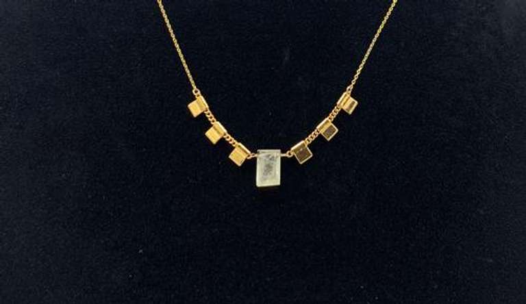 Unique Stone Necklace in Yellow Gold Plated SS
