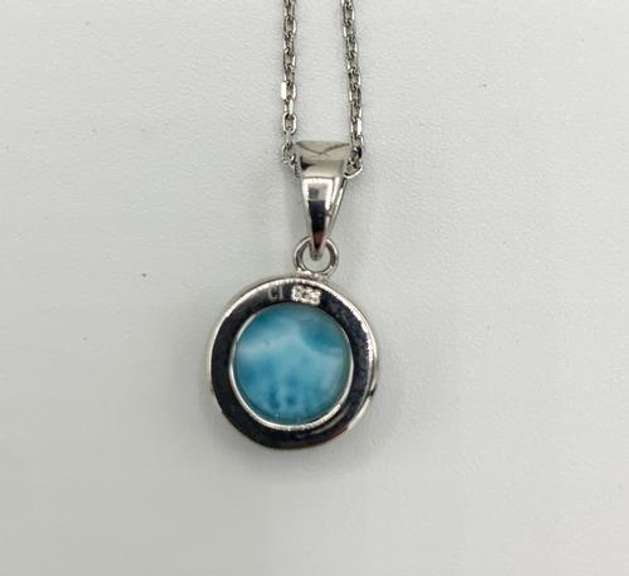 Elegant Sterling Silver Larimar Necklace Pendant