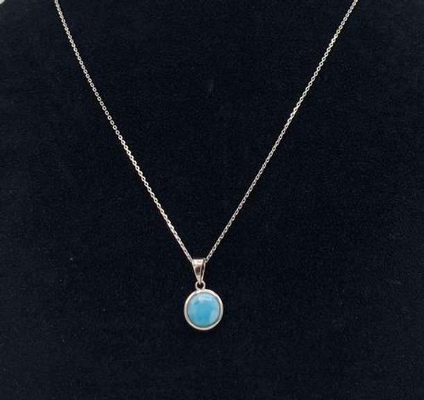 Elegant Sterling Silver Larimar Necklace Pendant