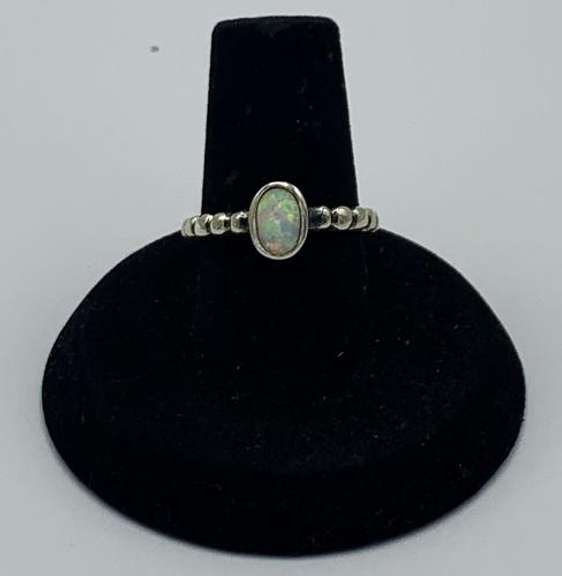 Shimmering Oval White Opal Ring