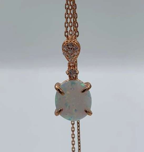 Sparkling Opal Necklace in Sterling Silver