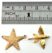 14k Starfish & Flying Fish Charms