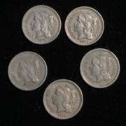 1865 1868 1870 1871 &1873 Open 3 3 Cent Nickels
