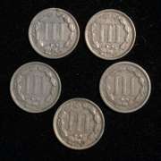 1865 1868 1870 1871 &1873 Open 3 3 Cent Nickels