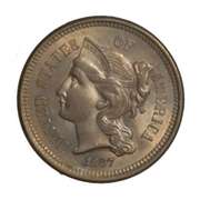 BU Toned 1867 3 Cent Nickel