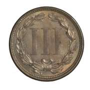 BU Toned 1867 3 Cent Nickel