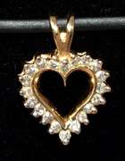 Dainty Diamond Heart Pendant in Yellow Gold
