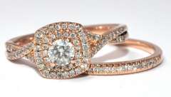 Diamond Halo Wedding Set in 14KT Rose Gold