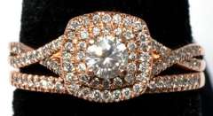 Diamond Halo Wedding Set in 14KT Rose Gold