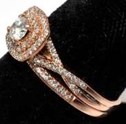 Diamond Halo Wedding Set in 14KT Rose Gold