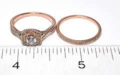 Diamond Halo Wedding Set in 14KT Rose Gold