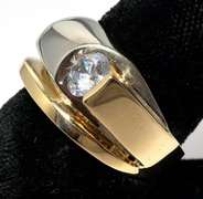 Interesting CZ Ring in 14KT 2-Tone Gold
