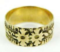 Antique Wide 14K Carved Band, Size 6