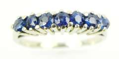 Beautiful Vintage 14K Ring of 7 Blue Sapphires, 7.75