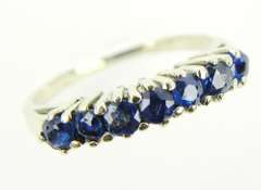 Beautiful Vintage 14K Ring of 7 Blue Sapphires, 7.75