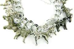Wonderful Vintage Sterling Silver Dog Charm Bracelet