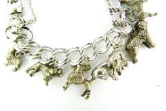 Wonderful Vintage Sterling Silver Dog Charm Bracelet