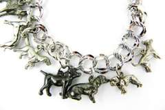 Wonderful Vintage Sterling Silver Dog Charm Bracelet