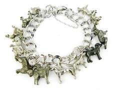 Wonderful Vintage Sterling Silver Dog Charm Bracelet