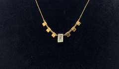 Unique Stone Necklace in Yellow Gold Plated SS