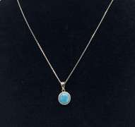 Elegant Sterling Silver Larimar Necklace Pendant