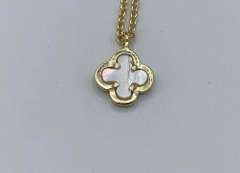 Pretty Clover Shaped White Opal Necklace