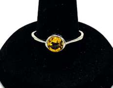 Glitzy Citrine Circle Ring in Sterling Silver