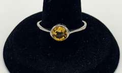 Glitzy Citrine Circle Ring in Sterling Silver