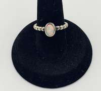 Shimmering Oval White Opal Ring