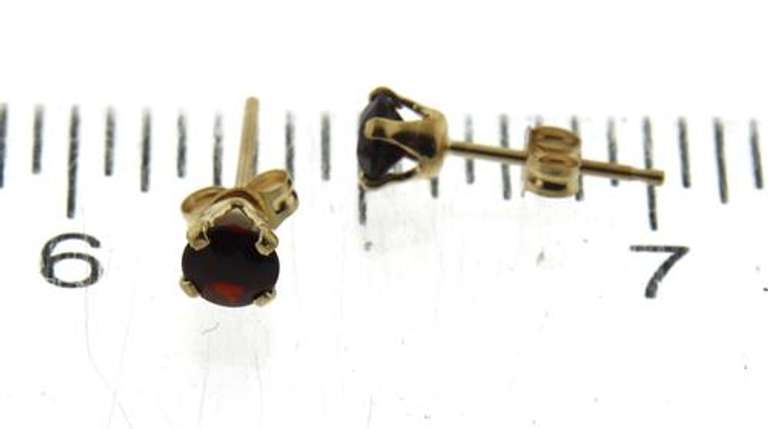 Fancy Yellow Gold 4mm Garnet Stud Earrings