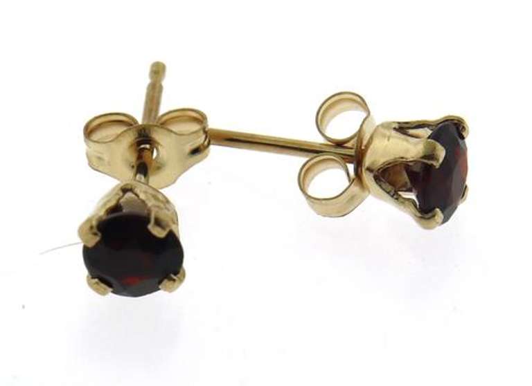 Fancy Yellow Gold 4mm Garnet Stud Earrings