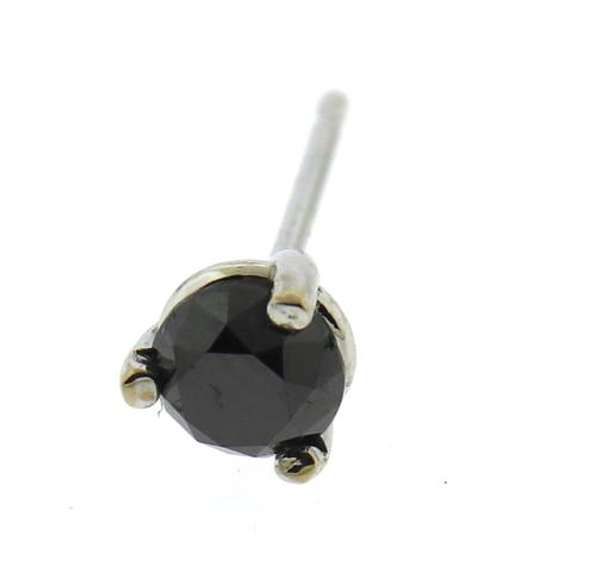 Simple White Gold Black Diamond Stud Earrings