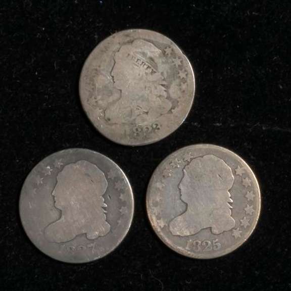 3 Bust Dimes 1823/2 1825 And 1827