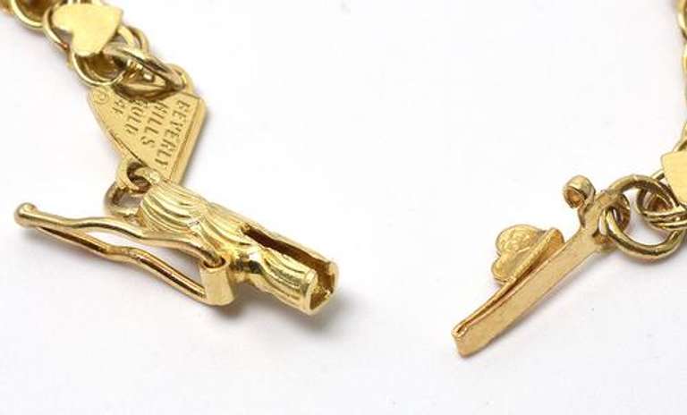 Beverly Hills Gold Heart Bracelet, 14KT Yellow Gold