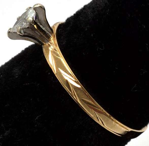 Marquise Diamond Engagement Ring, 14KT Yellow Gold