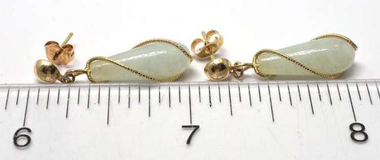 Wrapped Chrysoprase Earrings in 14KT Yellow Gold