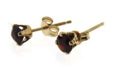 Fancy Yellow Gold 4mm Garnet Stud Earrings