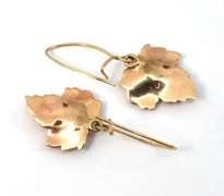 Maple Leaf with Diamonds Dangling Earrings