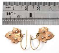 Maple Leaf with Diamonds Dangling Earrings