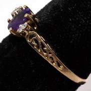 Attractive Amethyst & Diamond Ring in 14KT Yellow Gold