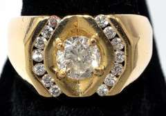 Massive 1.42CTW Diamond Ring in 14KT Yellow Gold