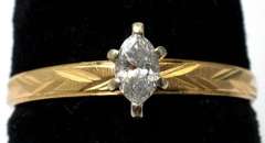 Marquise Diamond Engagement Ring, 14KT Yellow Gold