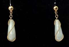 Wrapped Chrysoprase Earrings in 14KT Yellow Gold