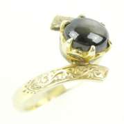 Superb 14K Cat's Eye Engraved Bypass Ring, 7