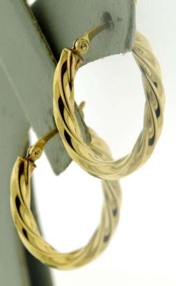 Popular Yellow Gold Oval Twisted Hoop Earrings
