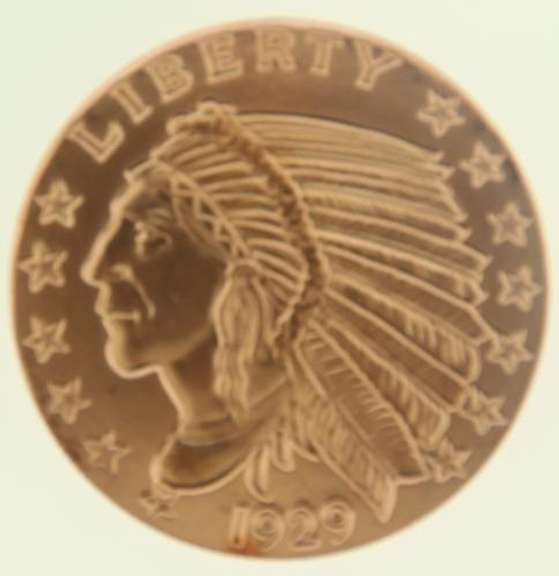 1929 5oz .999 Indian Head Round Copper